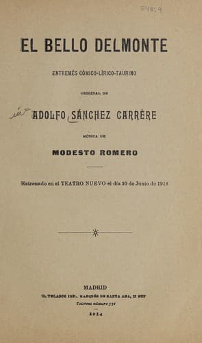 El bello Delmonte book cover by Modesto Romero
