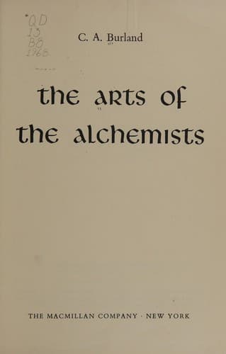The arts of the alchemists book cover by Cottie Arthur Burland