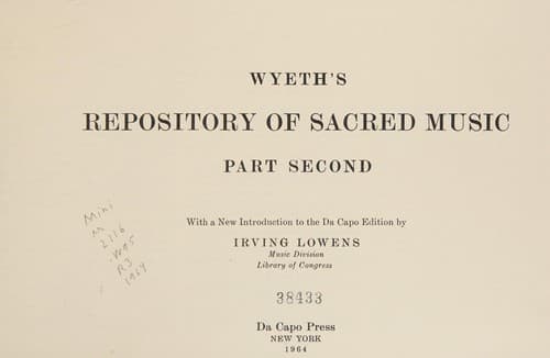 Wyeth's Repository of sacred music, Part second book cover by John Wyeth