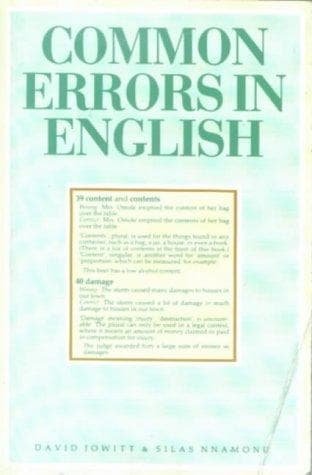 Common Errors in English book cover by D. Jowitt