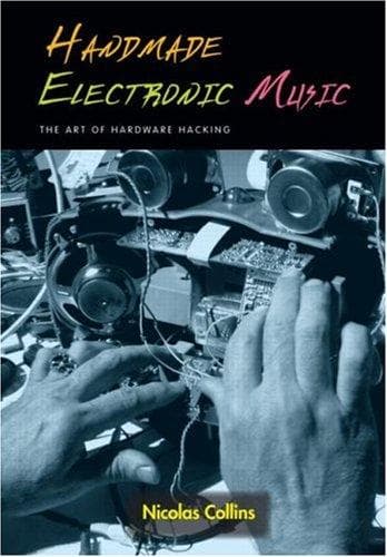 Handmade electronic music book cover by Nicolas Collins