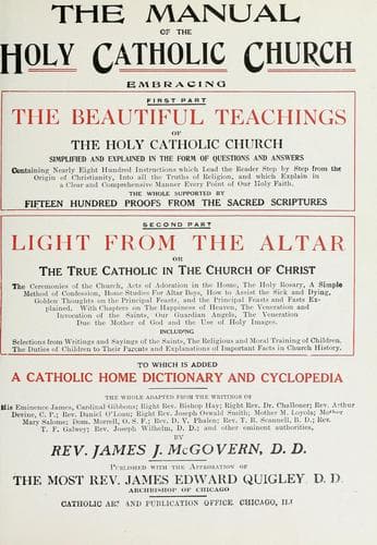 The manual of the holy Catholic Church book cover by James J. McGovern