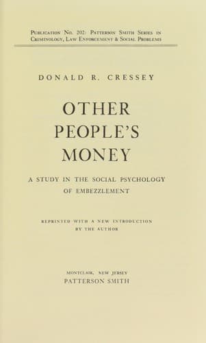 Other people's money book cover by Donald Ray Cressey